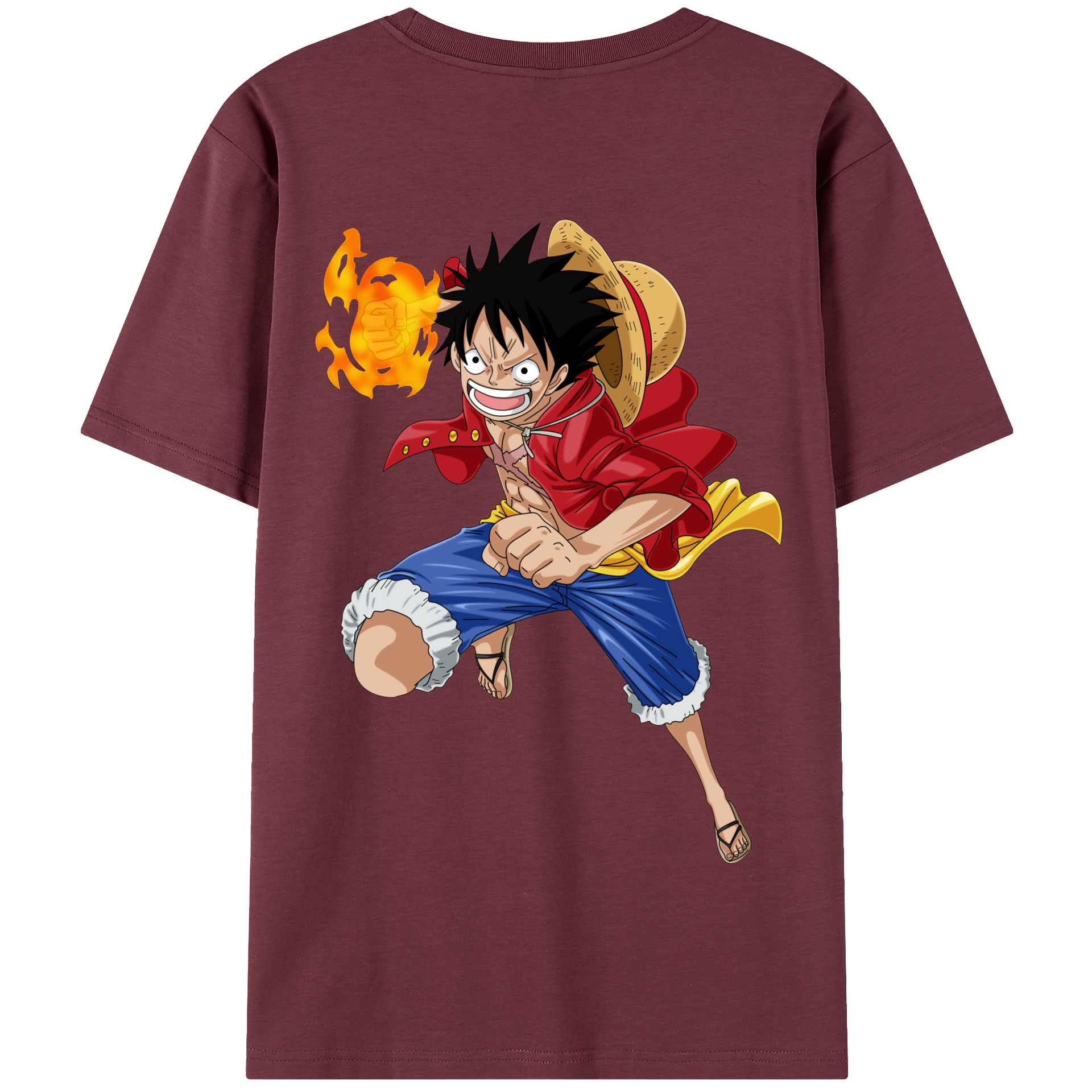ワンピース モンキー・D・ルフィ ONE PIECE Monkey D. Luffy 綿100％半袖Tシャツ（背面プリント）